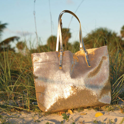 Large Sequined Tote – Gold